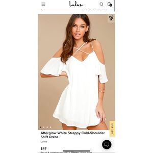 Afterglow White Strappy Cold-Shoulder Shift Dress